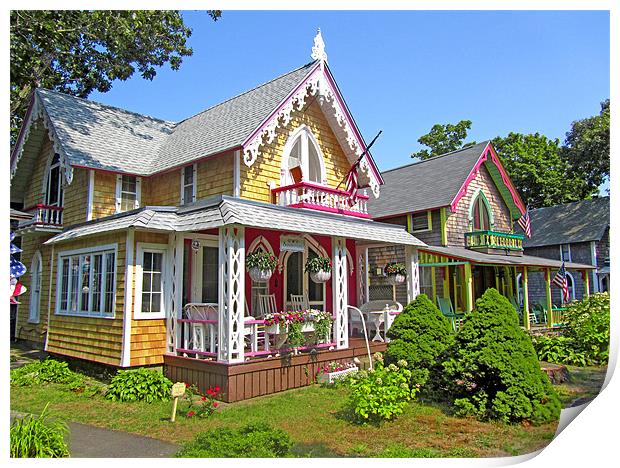 Oak Bluffs Gingerbread Cottages (3) Print by Mark Sellers