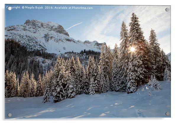 Winter landscape near Lech resort, Austria Acrylic by Magdalena Bujak