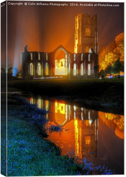 Fountains Abbey Yorkshire Floodlit - 1 Canvas Print by Colin Williams Photography