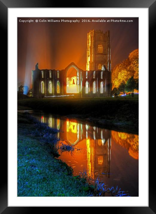 Fountains Abbey Yorkshire Floodlit - 1 Framed Mounted Print by Colin Williams Photography