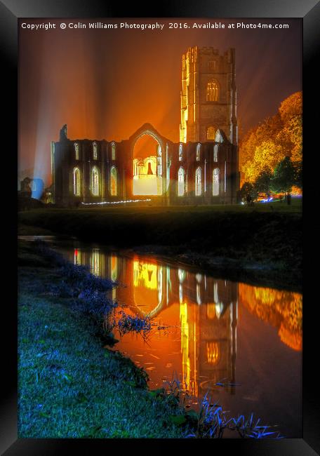 Fountains Abbey Yorkshire Floodlit - 1 Framed Print by Colin Williams Photography