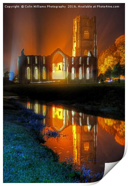 Fountains Abbey Yorkshire Floodlit - 1 Print by Colin Williams Photography