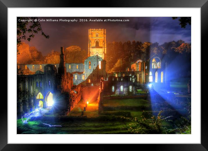 Fountains Abbey Yorkshire Floodlit - 2 Framed Mounted Print by Colin Williams Photography
