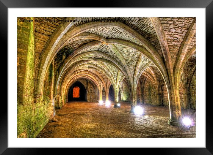 Fountains Abbey Yorkshire Floodlit - 3 Framed Mounted Print by Colin Williams Photography