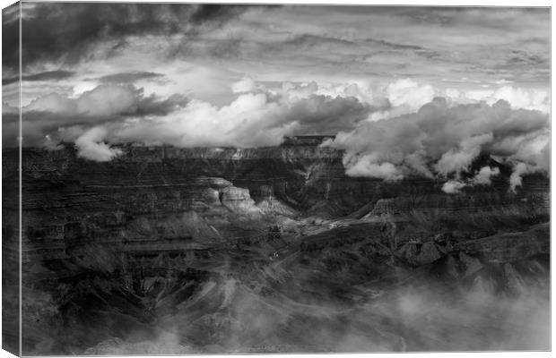 Canyon in Clouds bw Canvas Print by Belinda Greb