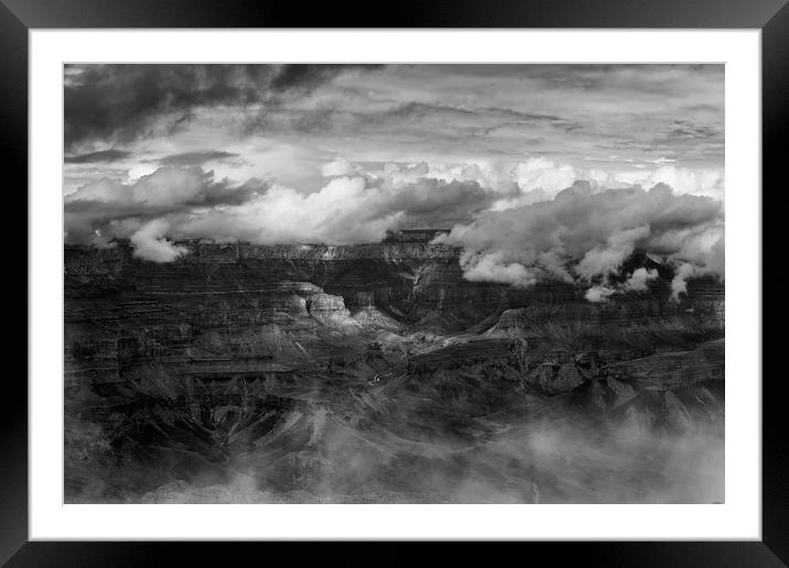 Canyon in Clouds bw Framed Mounted Print by Belinda Greb
