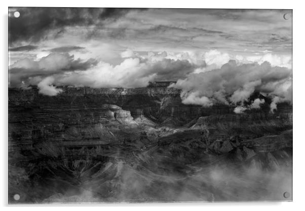 Canyon in Clouds bw Acrylic by Belinda Greb