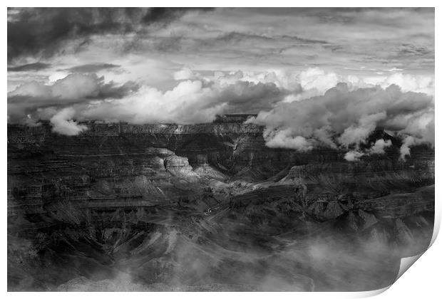 Canyon in Clouds bw Print by Belinda Greb