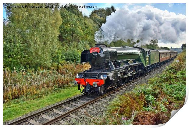 The flying scotsman at burrs Print by Derrick Fox Lomax
