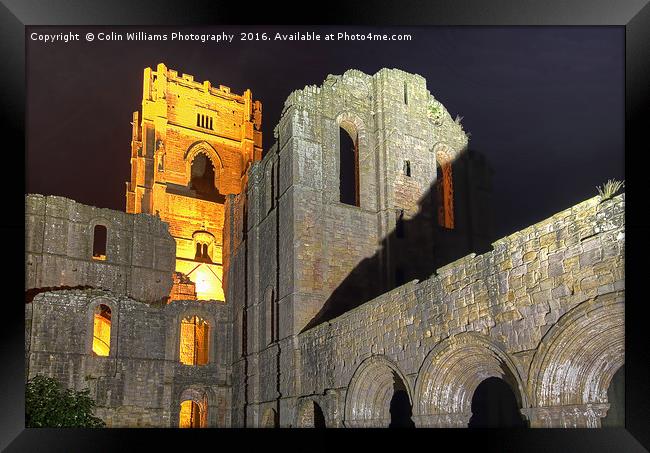 Fountains Abbey Yorkshire Floodlit - 4 Framed Print by Colin Williams Photography