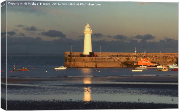 Donaghadee Harbour and Lighthouse Canvas Print by Michael Harper