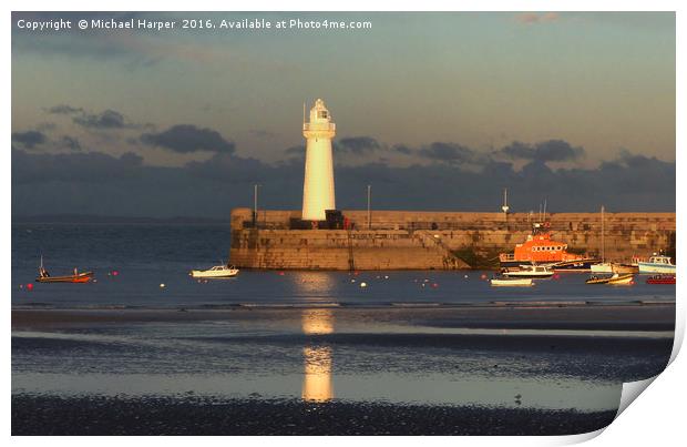 Donaghadee Harbour and Lighthouse Print by Michael Harper
