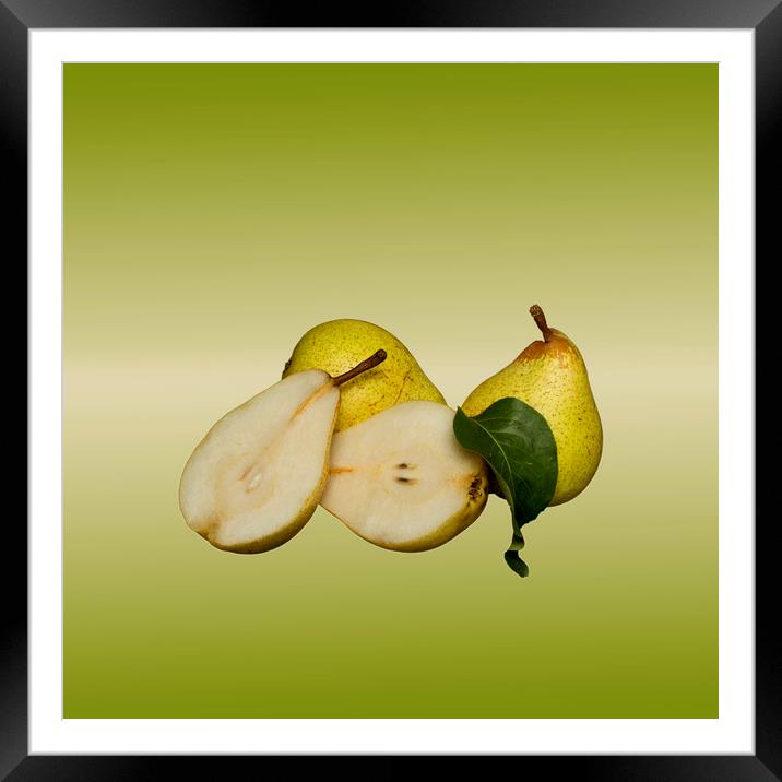 Fresh Pears Fruit Framed Mounted Print by David French