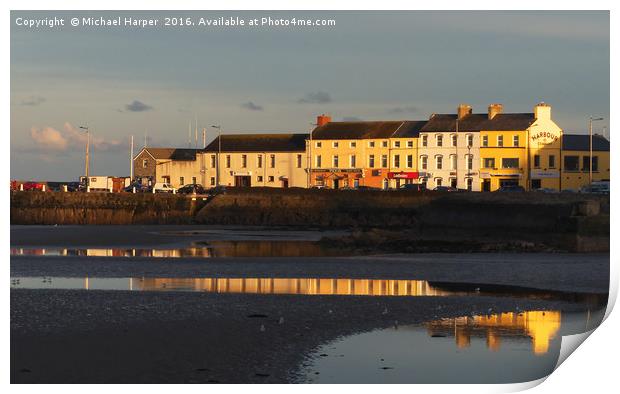 Donaghadee Harbour Front in Early Evening Print by Michael Harper