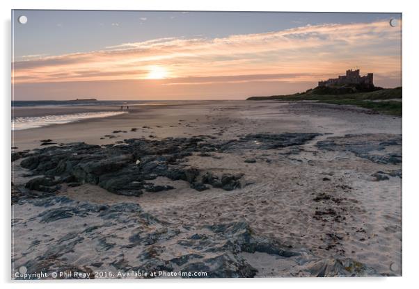 Bamburgh Castle at sunrise Acrylic by Phil Reay