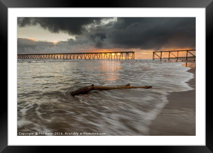 Steetley pier at sunrise Framed Mounted Print by Phil Reay