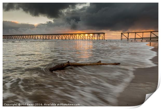Steetley pier at sunrise Print by Phil Reay