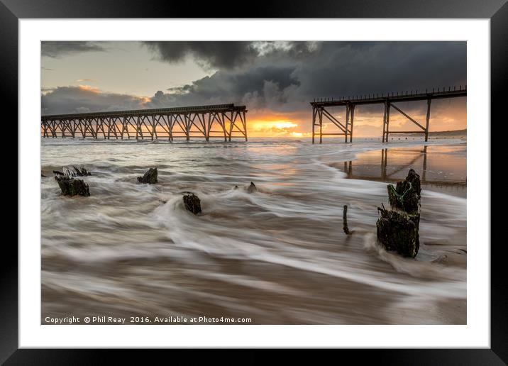 Sunrise at Steetley pier Framed Mounted Print by Phil Reay