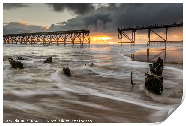 Sunrise at Steetley pier Print by Phil Reay