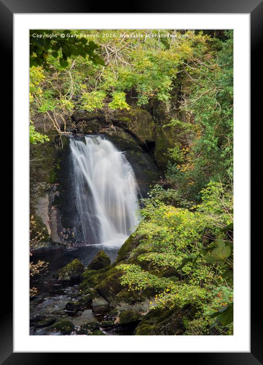 Flowing Ingleton Waterfall Framed Mounted Print by Gary Kenyon