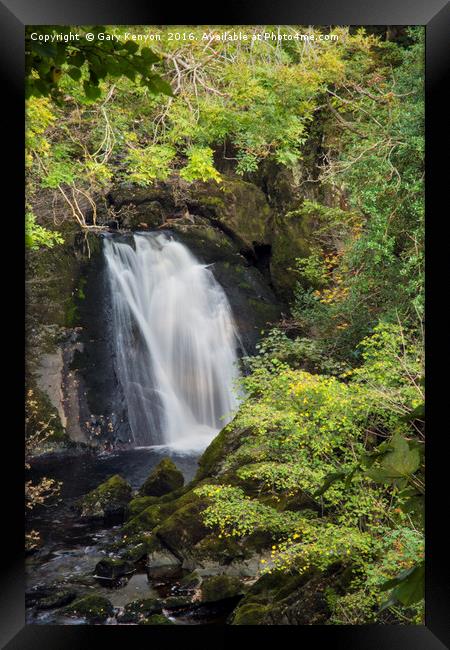 Flowing Ingleton Waterfall Framed Print by Gary Kenyon
