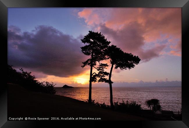 Sunrise at Meadfoot Beach Torquay Framed Print by Rosie Spooner