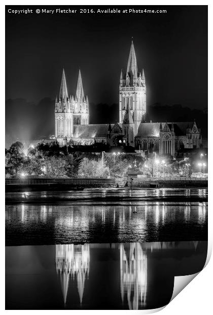 Truro Cathedral in Black and White Print by Mary Fletcher