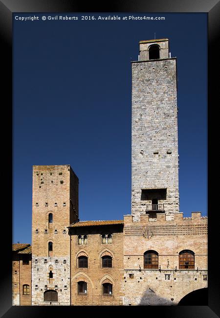 San Gimignano Towers Framed Print by Gwil Roberts