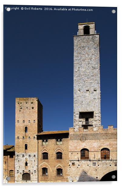 San Gimignano Towers Acrylic by Gwil Roberts