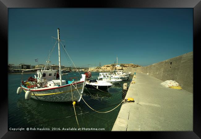 Hersonissos Harbour  Framed Print by Rob Hawkins