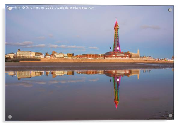 Multicoloured Blackpool Tower  Acrylic by Gary Kenyon