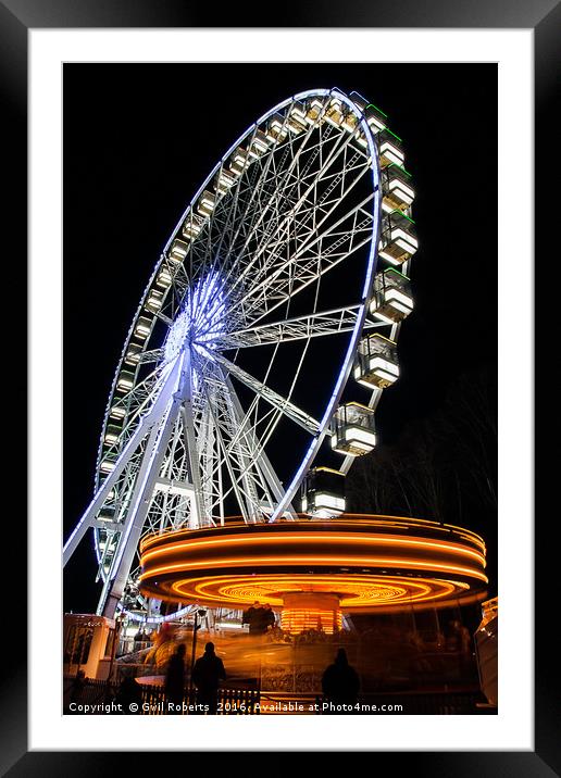 Ferris wheel and Carousel Framed Mounted Print by Gwil Roberts