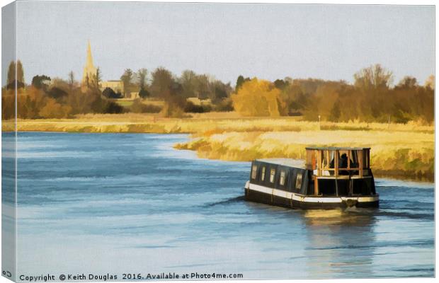 Fenland River Boat Canvas Print by Keith Douglas