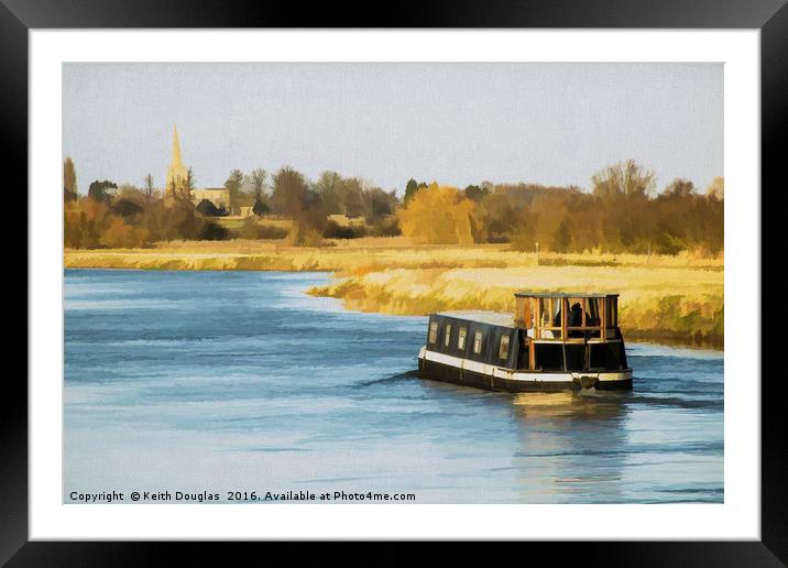 Fenland River Boat Framed Mounted Print by Keith Douglas