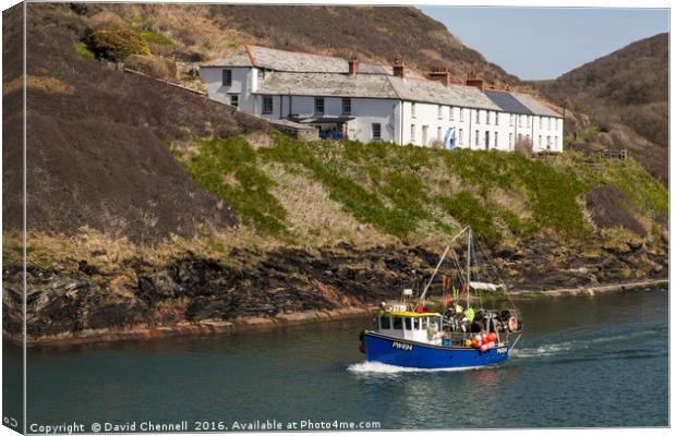 Boscastle Fishing Boat Canvas Print by David Chennell