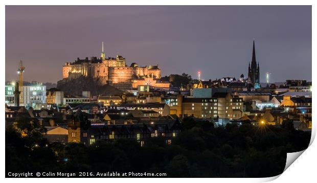 Edinburgh Castle at Night Print by Colin Morgan