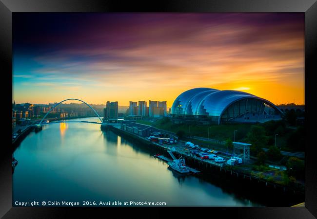 Sage Sunrise Gateshead Framed Print by Colin Morgan