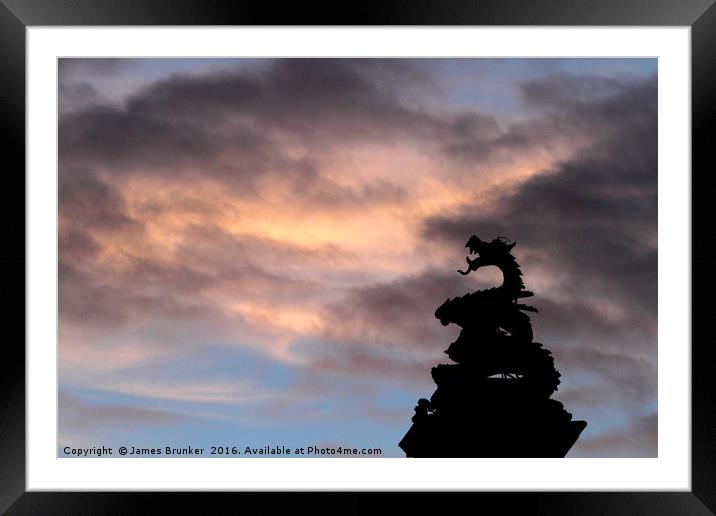 Welsh Dragon at Sunset Framed Mounted Print by James Brunker