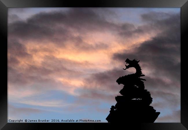 Welsh Dragon at Sunset Framed Print by James Brunker