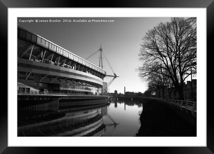 Millennium Stadium And River Taff Cardiff Framed Mounted Print by James Brunker