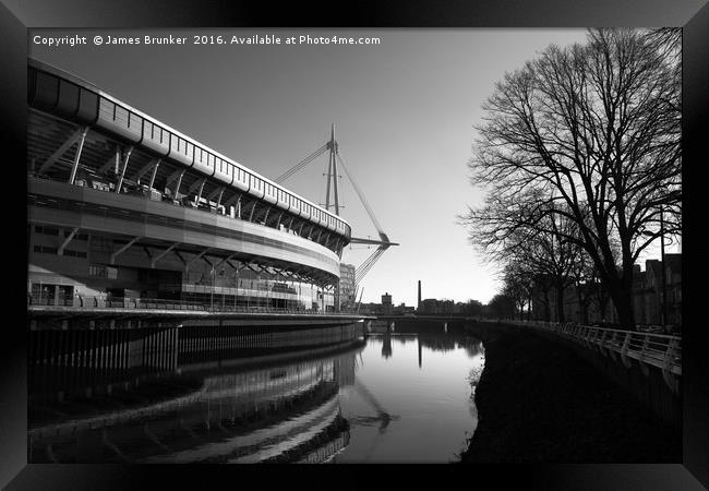 Millennium Stadium And River Taff Cardiff Framed Print by James Brunker