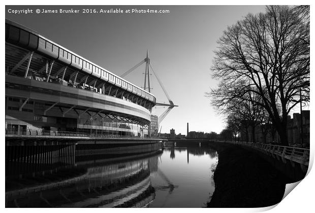 Millennium Stadium And River Taff Cardiff Print by James Brunker