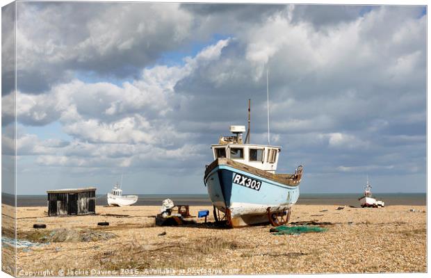 Fishing Boat at Dungeness Canvas Print by Jackie Davies