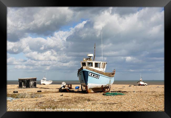 Fishing Boat at Dungeness Framed Print by Jackie Davies