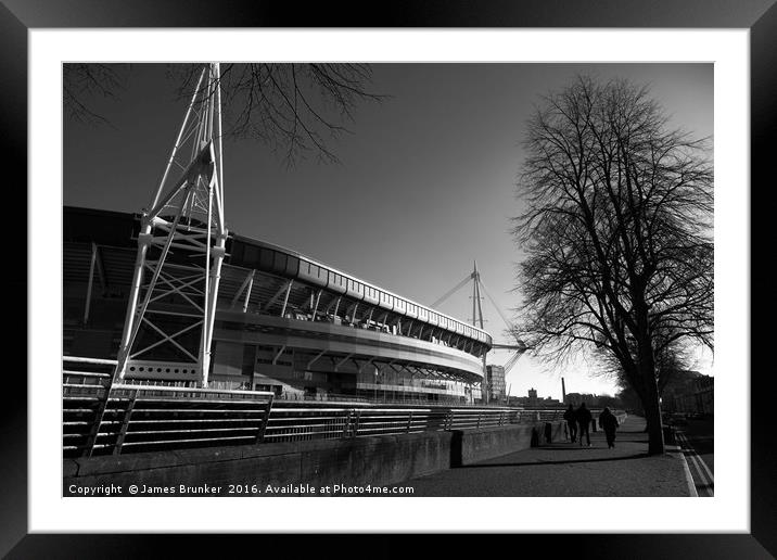 Millennium Stadium in Black and White Cardiff  Framed Mounted Print by James Brunker