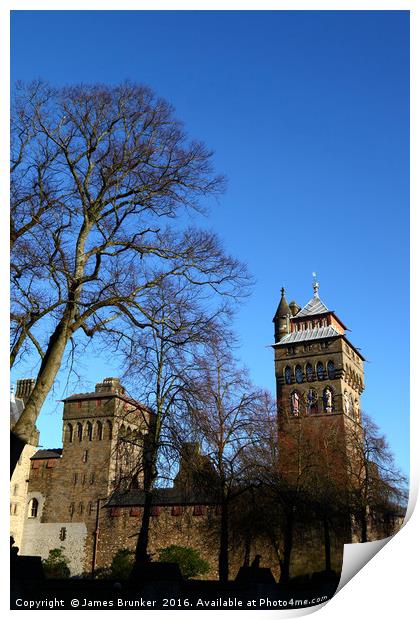 Cardiff Castle on a Sunny Winter Day Print by James Brunker