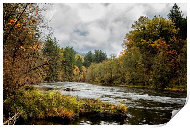 Fall on the McKenzie River Print by Belinda Greb