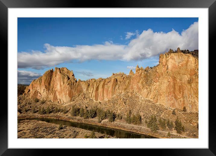 Smith Rock and Crooked River Framed Mounted Print by Belinda Greb