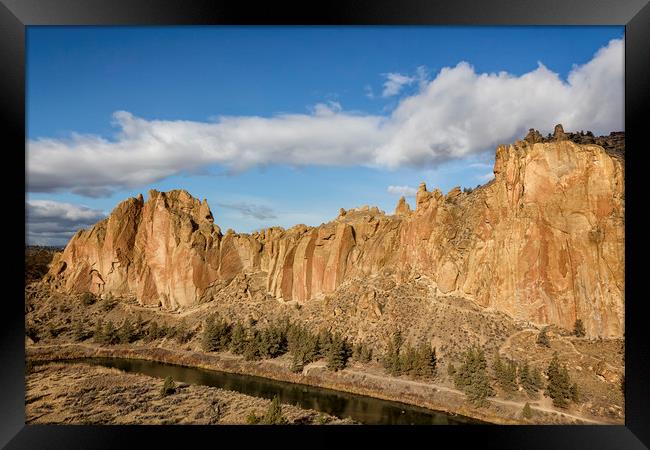 Smith Rock and Crooked River Framed Print by Belinda Greb