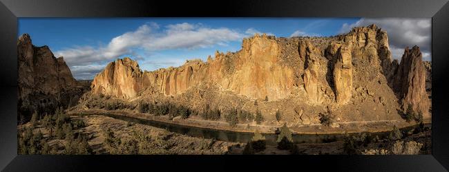 Smith Rock and Crooked River Panorama Framed Print by Belinda Greb